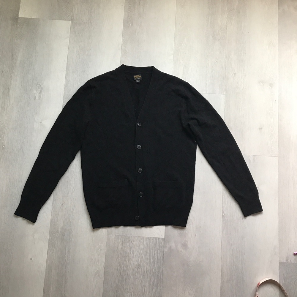J CREW BLACK CASHMERE CARDIGAN BUTTON V NECK MENS MEDIUM
